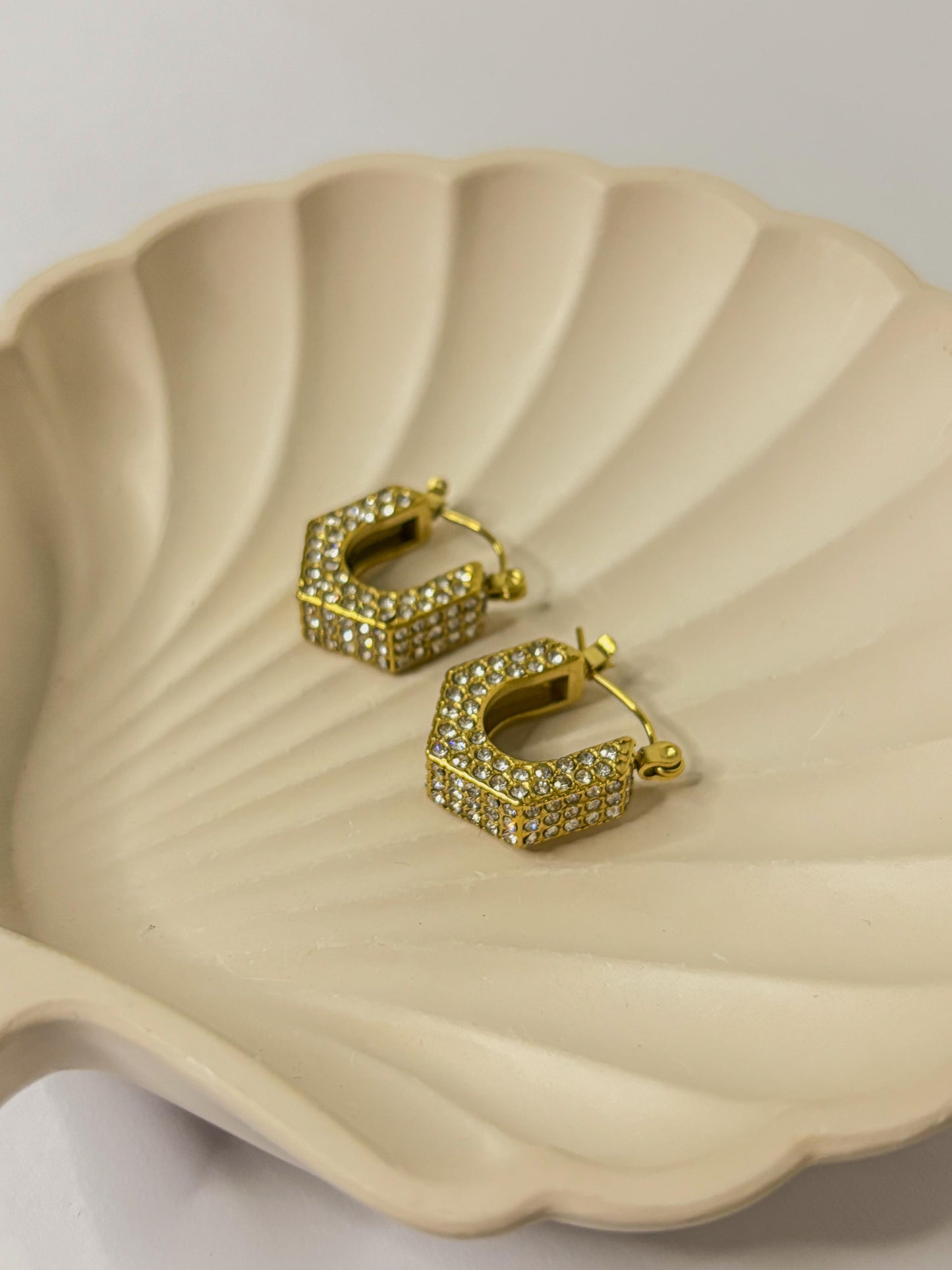 Fringe U-Shape Zircon Coated Earrings