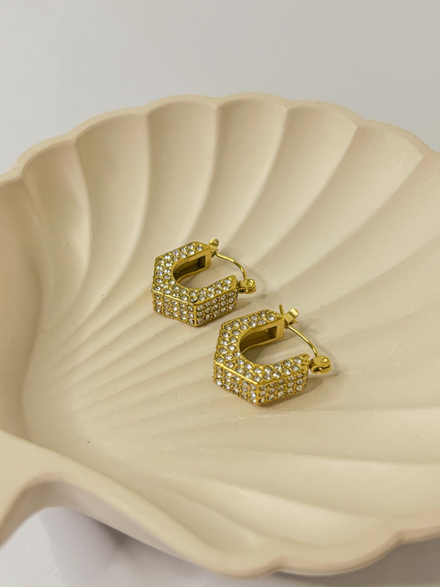 Fringe U-Shape Zircon Coated Earrings