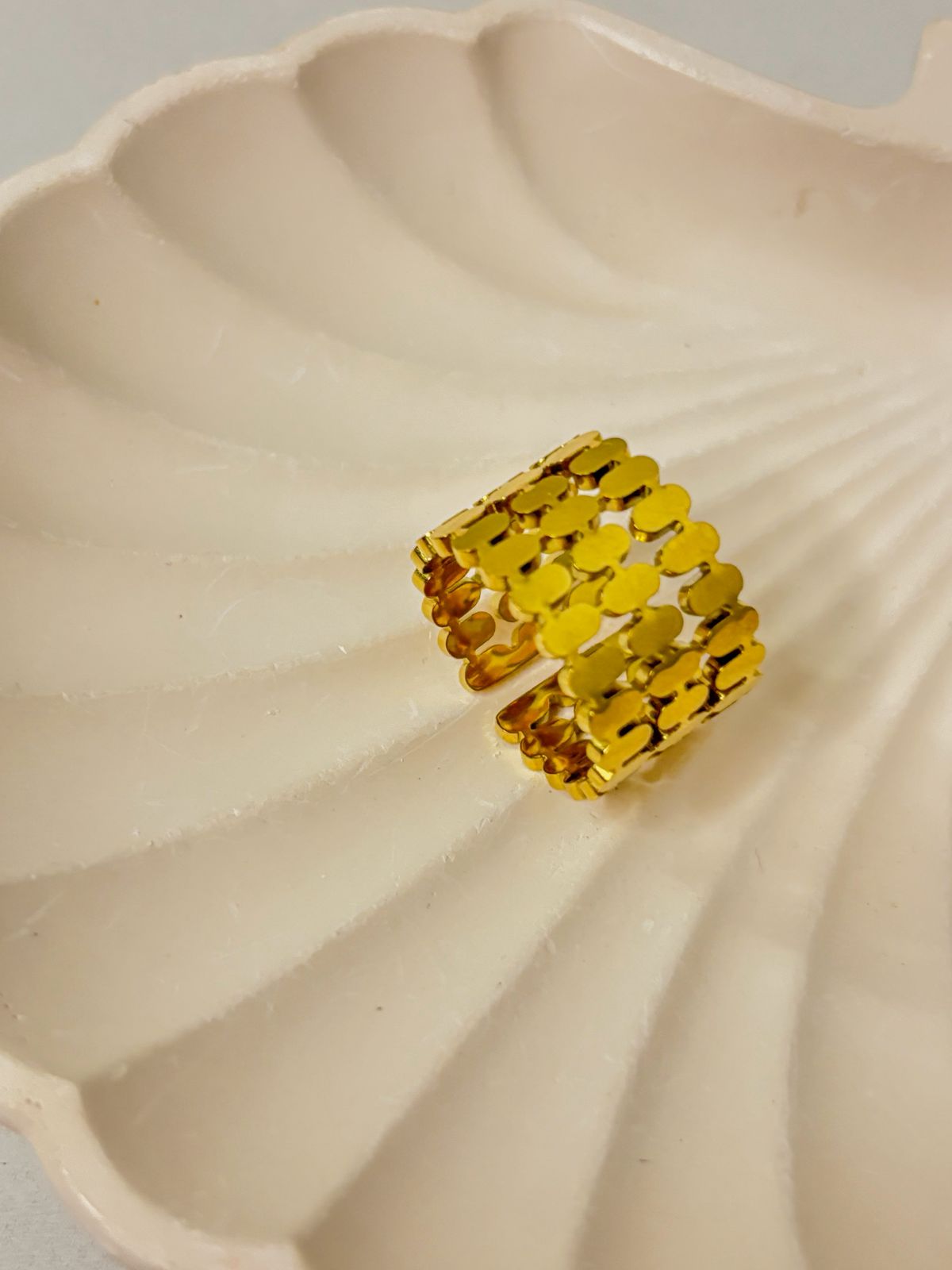 Modern Luxe Pattern Sparkle Adjustable Ring