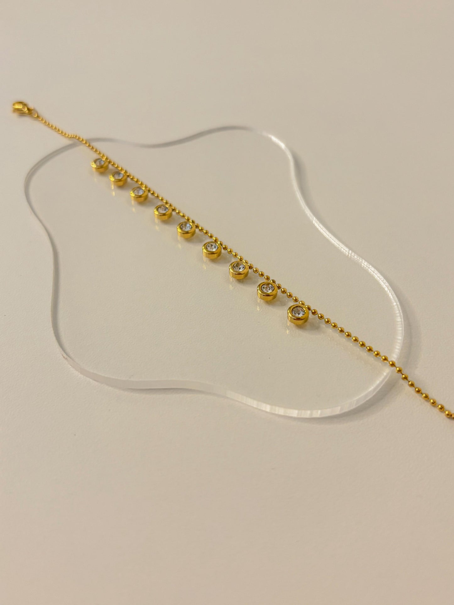 Golden Gleam Beads Charm Anklet