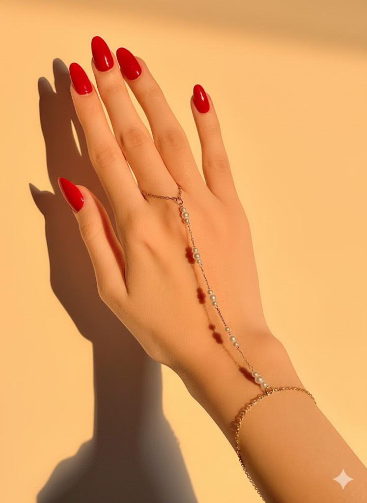 White pearl Beaded hand chain bracelet